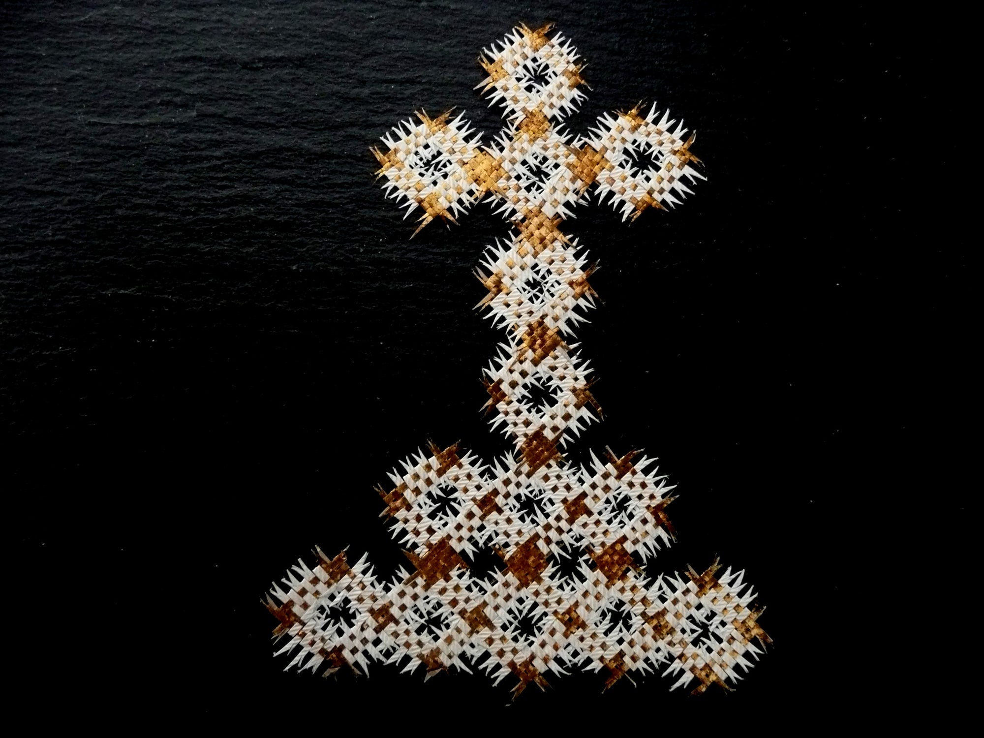 Vintage French Woven Cross Holy Card