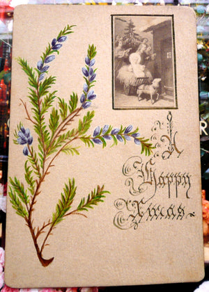 Vintage French Hand Painted Christmas Holy Card