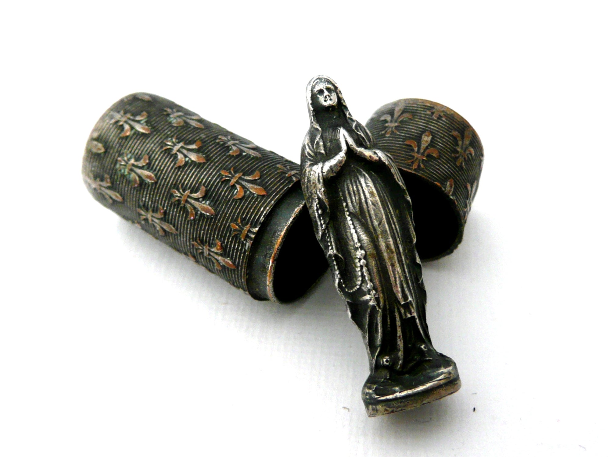 Antique French Our Lady of Lourdes Pocket Shrine