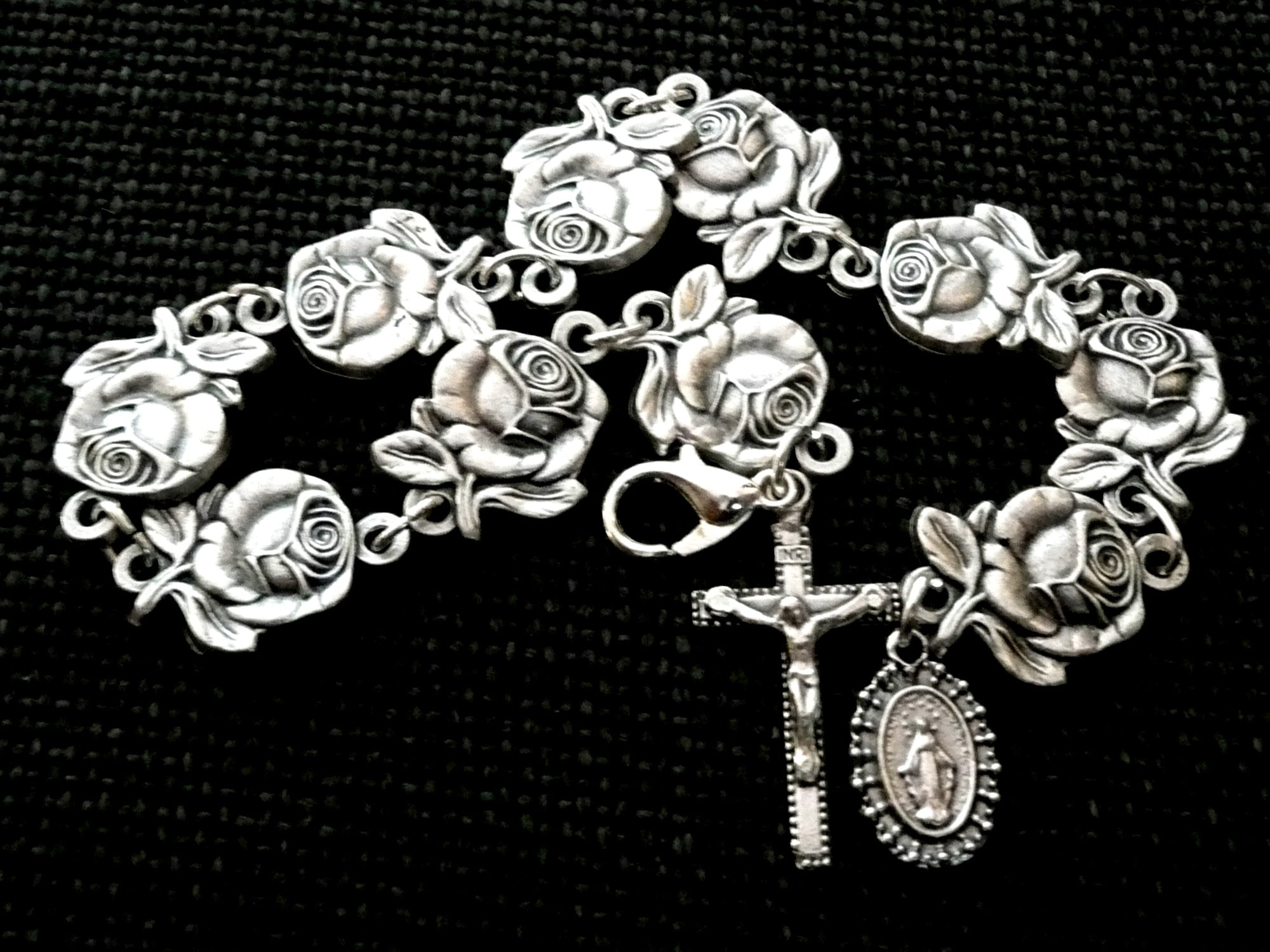 WJ Hirtin Rosebud Rosary Bracelet (new, not vintage)