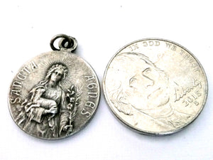 Vintage Saint Cecilia and Saint Agnes Medal