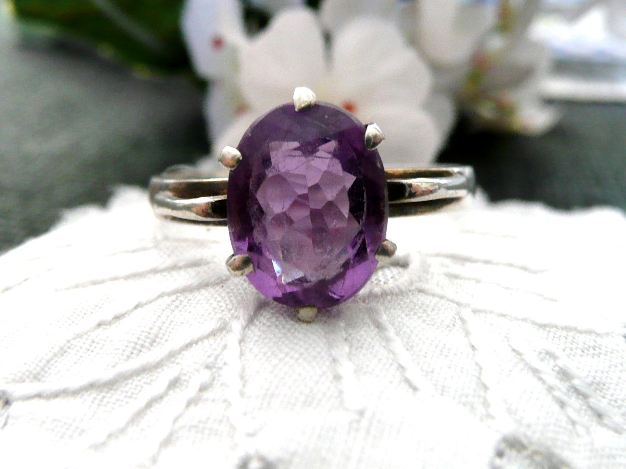 Vintage Silver and Violet Ring from France