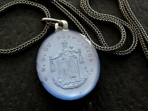 Antique French Glass Scapular Medal