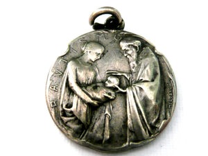 Antique French Silver Baptism Medal