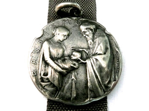 Antique French Silver Baptism Medal