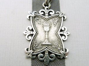 antique french silver communion medal