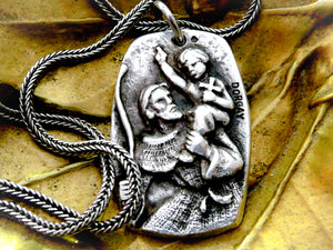 Large Vintage French Silver Saint Christopher Medal by Dorgay