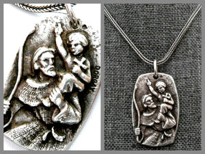 Large Vintage French Silver Saint Christopher Medal by Dorgay