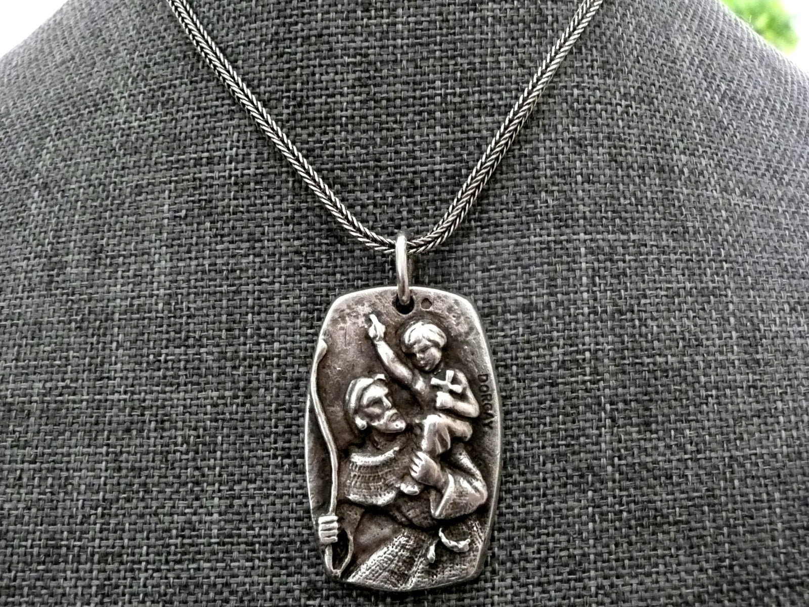 Large Vintage French Silver Saint Christopher Medal by Dorgay