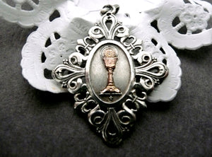 Antique French Silver and Gold Holy Communion Medal
