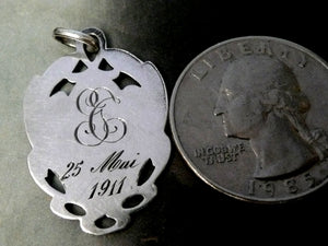 Antique 1911 French Silver and Gold Holy Communion Medal