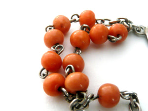 Antique French Silver and Coral Rosary Bracelet