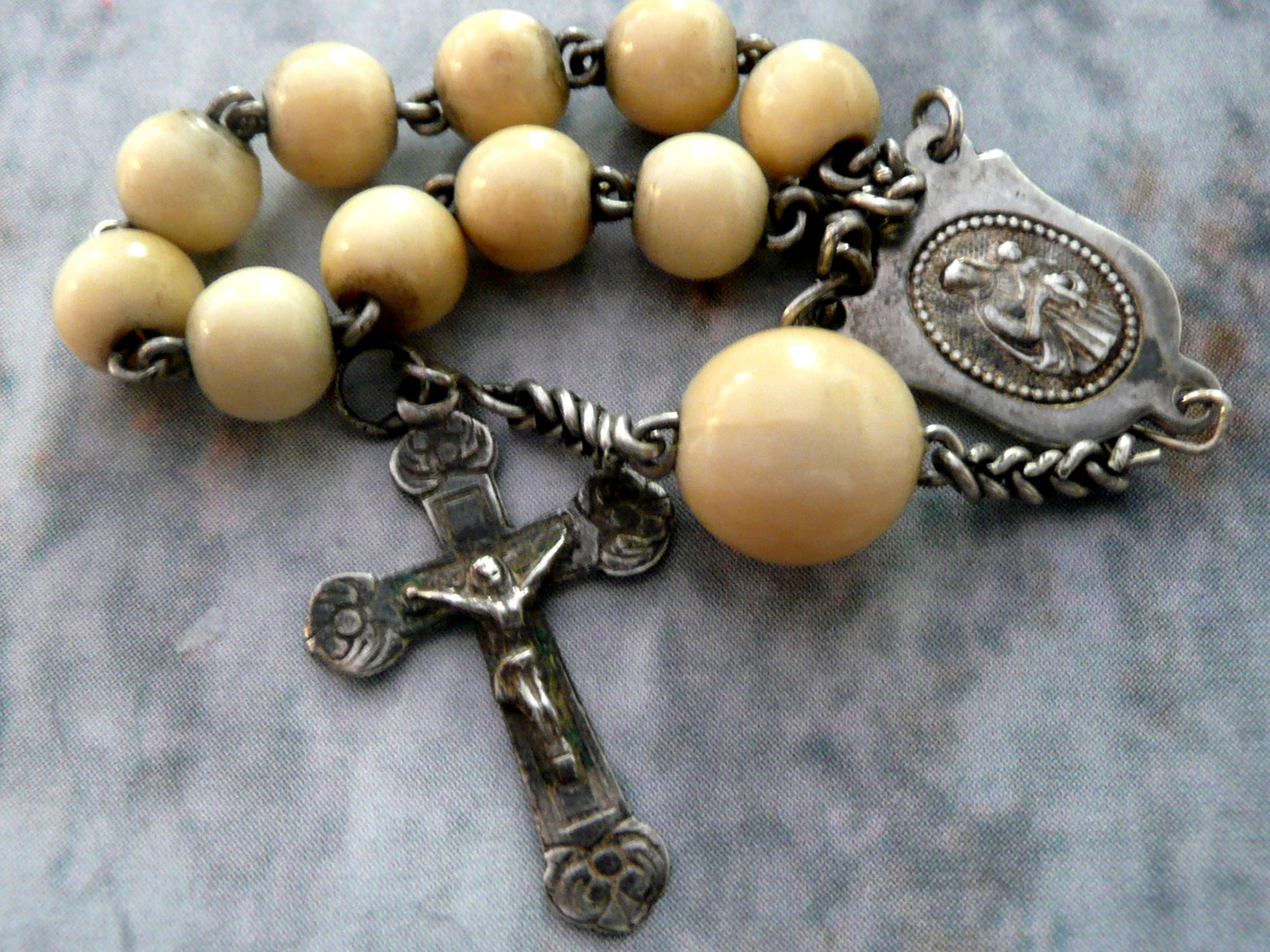 Vintage or Antique French Silver One Decade Rosary