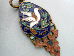 Vintage French Enamel Peace Dove Medal