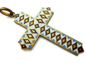 Antique French Enamel and Gilded Lourdes Cross