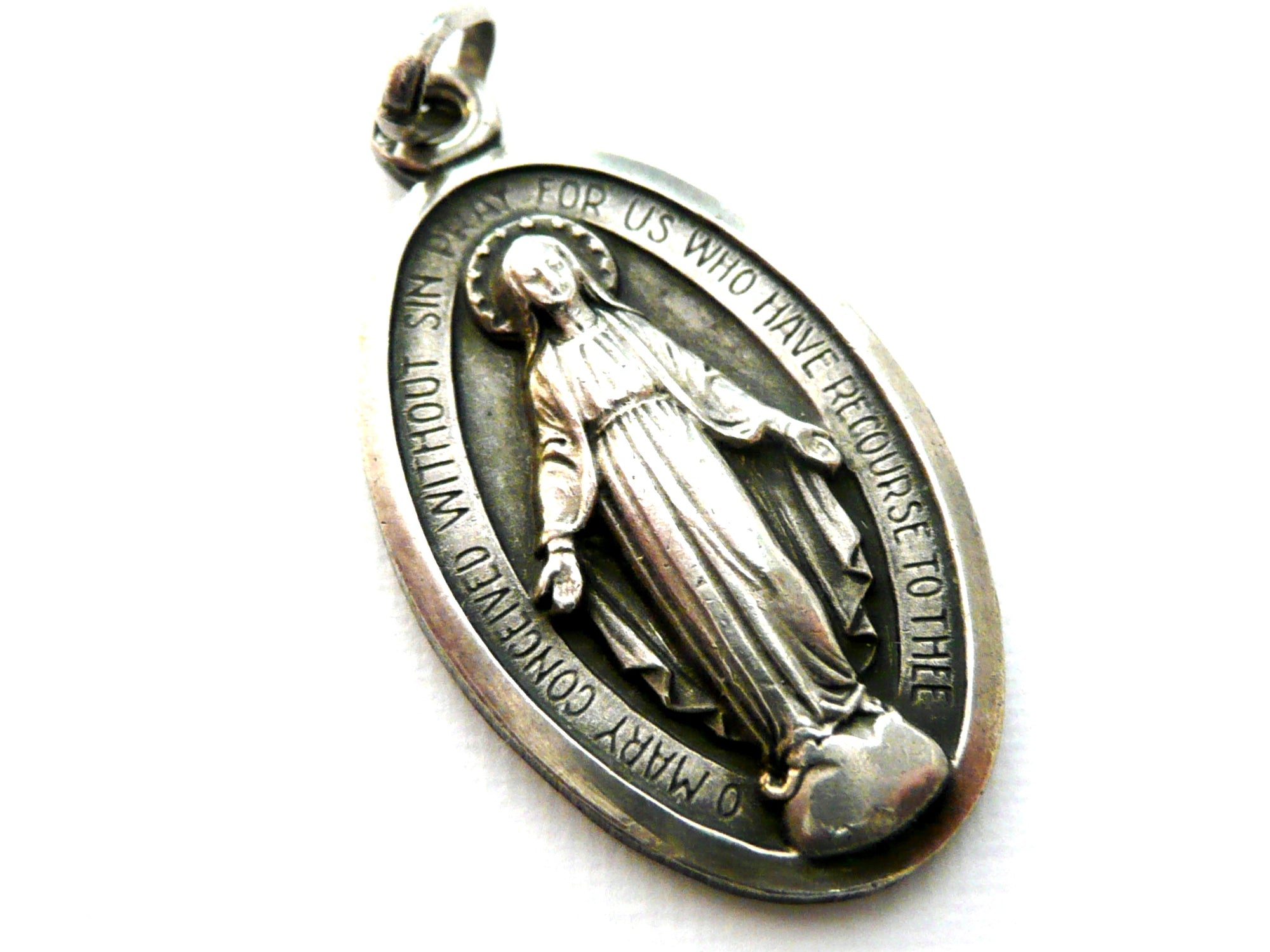vintage french silver miraculous medal