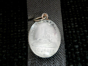 Antique French Glass Medal of Our Lady of Lourdes