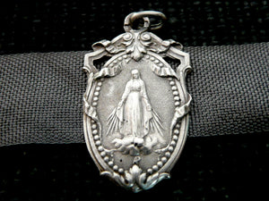 Vintage French Silver Our Lady of Grace Medal