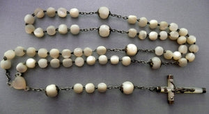 Antique French Silver and Mother of Pearl Rosary