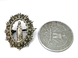 Vintage French Our Lady of Lourdes Medal Brooch