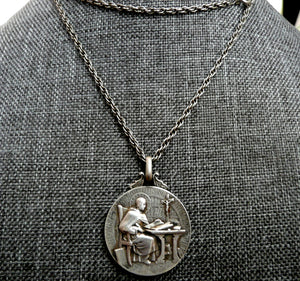 French Saint Thomas Aquinas Necklace, L Tricard French Silver Medal