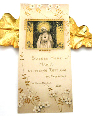 Small Vintage German Immaculate Heart of Mary Holy Card