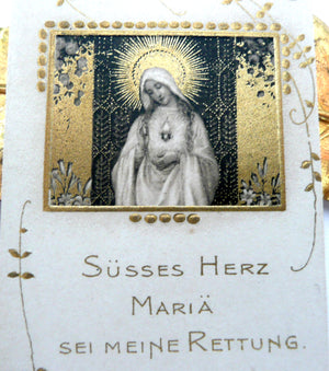 Small Vintage German Immaculate Heart of Mary Holy Card