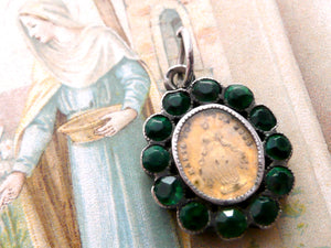 Antique French Silver and Glass Miraculous Medal
