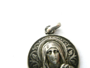 Antique 1903 French Silver Virgin Mary Medal