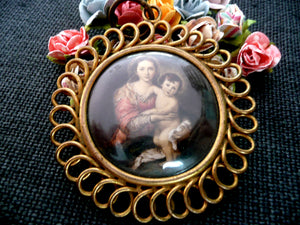 Large Vintage French Medallion of the Madonna and Child