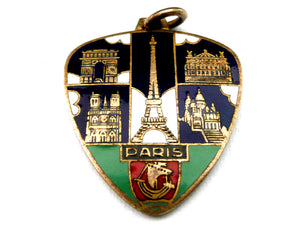 Vintage French Brass and Enamel Paris Souvenir Medal