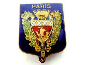 Vintage French Brass and Enamel Paris Souvenir Brooch