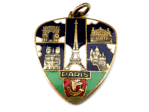 Vintage French Brass and Enamel Paris Souvenir Medal