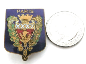 Vintage French Brass and Enamel Paris Souvenir Brooch
