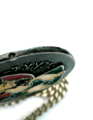 Long Vintage French Silver and Enamel Saint Peter Necklace
