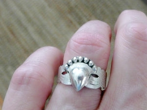 Vintage French Silver Bretagne Heart and Crown Ring