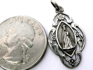 Our Lady of Rocamadour Medal, Vintage French Silver Virgin Mary and Child Jesus Medal