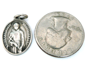 Small Vintage 800 Silver Saint Clare and Saint Francis of Assisi Medal