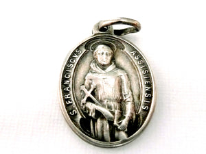 Small Vintage 800 Silver Saint Clare and Saint Francis of Assisi Medal