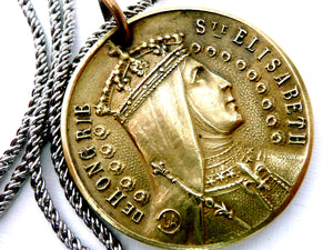 Saint Elizabeth of Hungary Necklace, Vintage French Medal of Saint Elizabeth