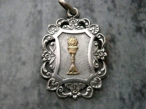 Vintage (or Antique) French Silver and Gold Holy Communion Medal