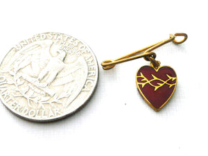 Small Vintage French Red Enamel Sacred Heart Medal