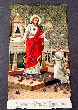 Antique French 1912 First Communion Holy Card