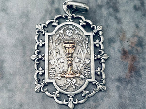 Vintage (or Antique) French Silver and Gold Holy Communion Medal