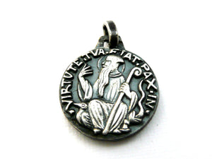 Small, Vintage French Fernand Py Silver Saint Benedict Medal