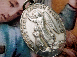 Vintage French Guardian Angel Medal by Penin