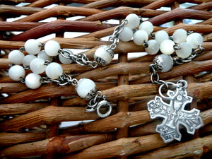 Vintage French Silver and Mother of Pearl Rosary Bracelet
