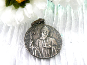 SMALL Vintage French Silver Saint Patrick Medal by Penin