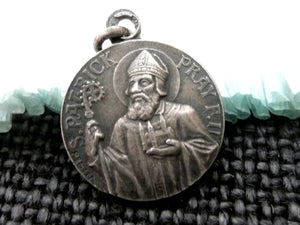 SMALL Vintage French Silver Saint Patrick Medal by Penin