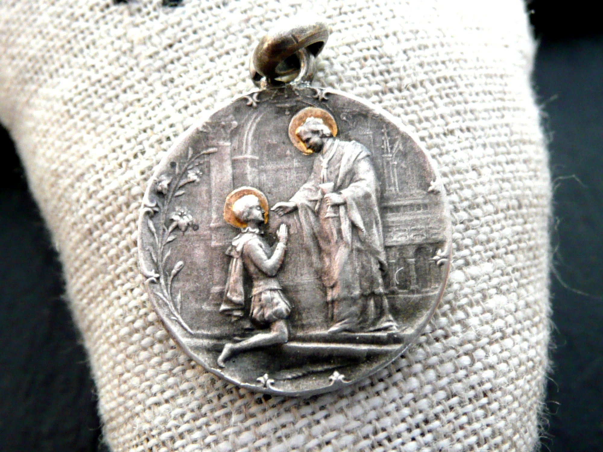 Antique French Silver Holy Communion Medal for a Boy